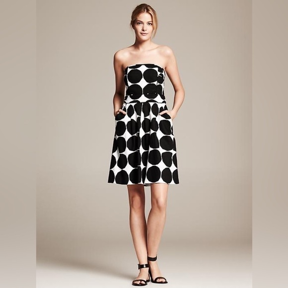 Banana Republic × Marimekko Kivet Dot Linen Strapless Dress, Size 4, NWT - Picture 1 of 10